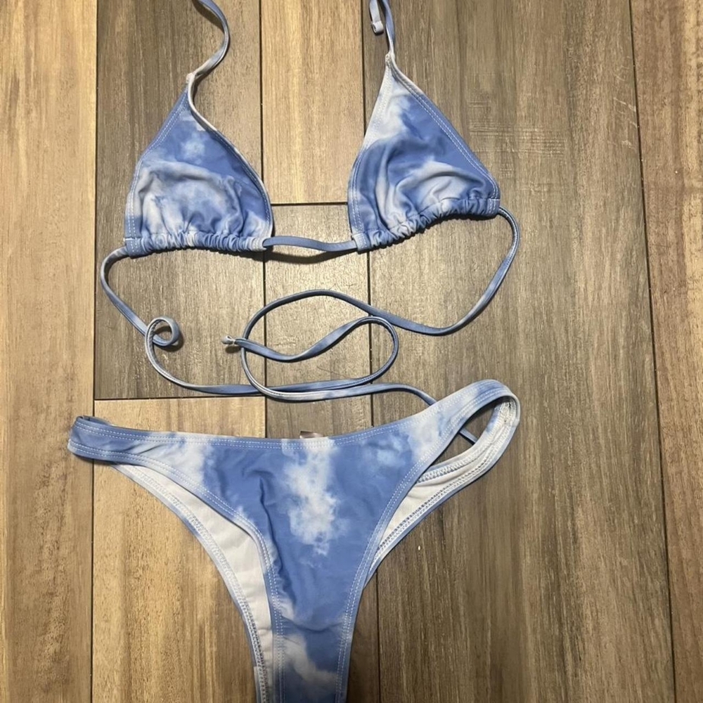 Blue Tie-Dye Bikini Set